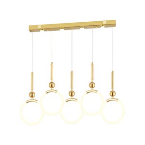 Struer 5'li Sıralı Gold Ledli 112 Watt Modern Koridor, Yatak Odası Salon Sarkıt Led Avize