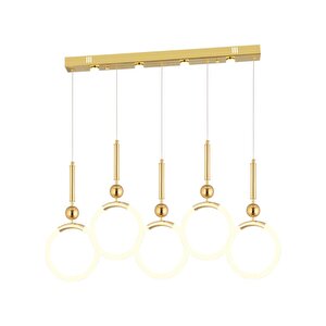 Struer 5'li Sıralı Gold Ledli 112 Watt Modern Koridor, Yatak Odası Salon Sarkıt Led Avize