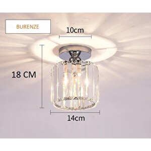 Modern Luxury Plafonyer Tavan Kristal Taşlı Avize Krom Hol Antre Avize Büyük Boy