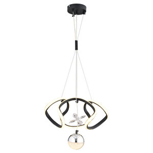 Pelin Tekli Siyah Krom 3 Renkli 39 Watt Ledli Modern Oturma Odası, Koridor, Salon Led Avize