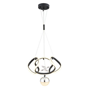 Pelin Tekli Siyah Krom 3 Renkli 39 Watt Ledli Modern Oturma Odası, Koridor, Salon Led Avize