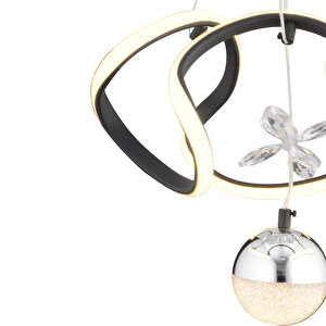 Pelin Tekli Siyah Krom 3 Renkli 39 Watt Ledli Modern Oturma Odası, Koridor, Salon Led Avize
