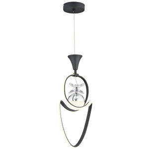Ulya Tekli Siyah Krom 3 Renkli 36 Watt Ledli Modern Oturma Odası, Koridor, Salon Led Avize