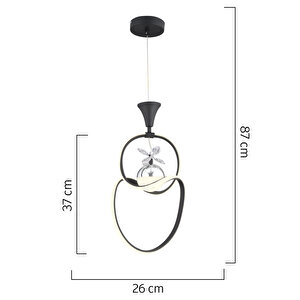 Ulya Tekli Siyah Krom 3 Renkli 36 Watt Ledli Modern Oturma Odası, Koridor, Salon Led Avize