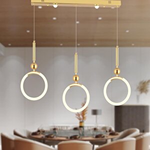 Struer 3'lü Sıralı Gold Ledli 66 Watt Modern Koridor, Yatak Odası Salon Sarkıt Led Avize