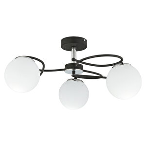 Rodonit 3lü Siyah Krom Beyaz Camlı  Modern Sarkıt Genç Odası Yatak Odası Retro Salon Avize