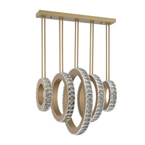 Corina 5'li Asimetrik Sıralı Eskitme 3 Renkli 140 Watt Ledli Yemek Masası Üstü, Oturma Odası, Salon Avize