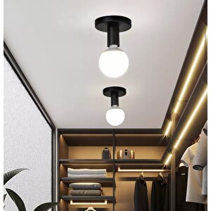 Tavana Sıfır Plafonyer Metal Siyah Avize E-27 Duy