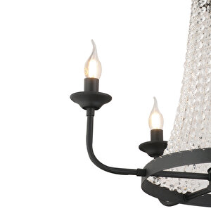 Carnation 5'li Siyah Kristalli Taşlı Modern Tasarım Kristal Salon Avize