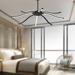 Rosia Siyah Sarkıt Ledli 7x60 Watt Modern Mutfak Led Salon Sarkıt Avize