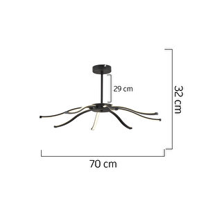 Rosia Siyah Sarkıt Ledli 7x60 Watt Modern Mutfak Led Salon Sarkıt Avize
