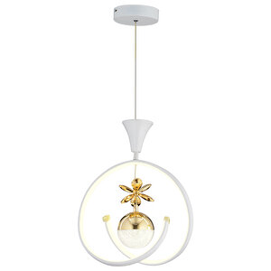 Mengü Tekli Beyaz Gold 3 Renkli 36 Watt Ledli Modern Oturma Odası, Koridor, Salon Led Avize