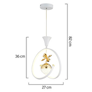 Mengü Tekli Beyaz Gold 3 Renkli 36 Watt Ledli Modern Oturma Odası, Koridor, Salon Led Avize