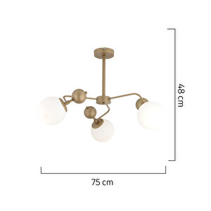 Florit 3'lü Eskitme Beyaz Camlı Modern Mutfak Yatak Odası Salon Avize