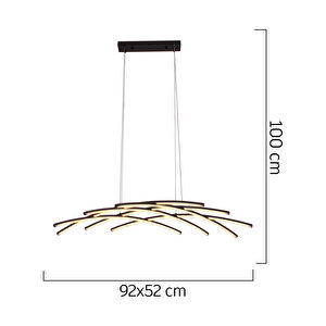 Brian Mat Siyah Boyalı 3000k 78 Watt Sarkıt Yemek Odası Salon Oturma Odası Ledli Avize