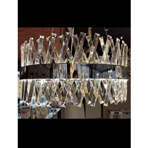 Elegance Modern Kristal Taşlı Sarkıt Power Led Avize Krom