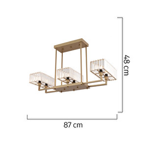 Brambles 6'lı Eskitme Kristalli Taşlı Modern Tasarım Kristal Salon Avize