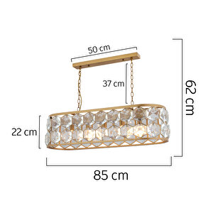 Roman 5'li Sıralı Eskitme Kristalli Taşlı Modern Tasarım Kristal Salon Avize