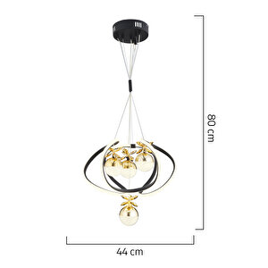 Balca 4'lü Siyah Gold 3 Renkli 84 Watt Ledli Modern Oturma Odası, Koridor, Salon Led Avize