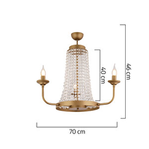 Carnation 3'lü Eskitme Kristalli Taşlı Modern Tasarım Kristal Salon Avize