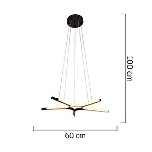 Simon Mat Siyah Boyalı 50 Watt Led 300k Salon Oturma Odası Genç Odası Ledli Avize