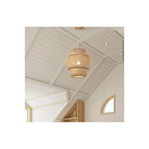 Tasarım Bamboo Avize Hasır Avize 1.sınıf Kalite 350mm Çap Ferahlık