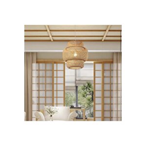 Tasarım Bamboo Avize Hasır Avize 1.sınıf Kalite 350mm Çap Ferahlık