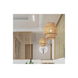 Tasarım Bamboo Avize Hasır Avize 1.sınıf Kalite 350mm Çap Ferahlık