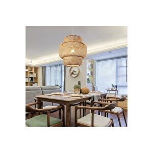 Tasarım Bamboo Avize Hasır Avize 1.sınıf Kalite 350mm Çap Ferahlık