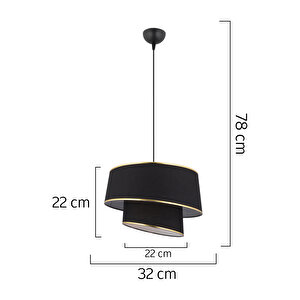 Paoni 2 Katlı Siyah Gold Detaylı Modern Koridor,yatak Odası Salon Avize