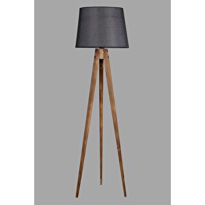 Tripod Yanık Lambader Pramit Hasır Siyah Abajurlu