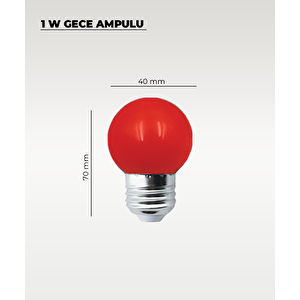 1w Gece Led Ampul Kırmızı Işık 10 Adet