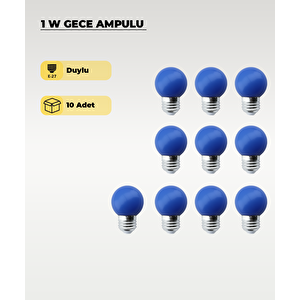 1w Gece Led Ampul Mavi Işık 10 Adet