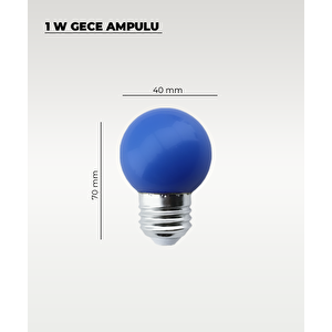 1w Gece Led Ampul Mavi Işık 10 Adet