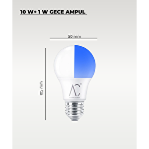 10w+1w Gündüz Ve Gece Ampulü Beyaz - Mavi Işık 10 Adet