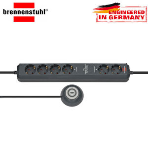 Brennenstuhl Eco-line Comfort Güvenlik Anahtarlı 6'lı Uzatma Priz