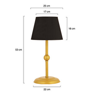 Semira Siyah Şapkalı Gold Masa Lambası Salon- Yatak Odası Modern Retro Abajur
