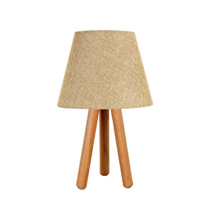 Evlight 2'li Set Üç Ayaklı Ahşap Abajur Kum Beji