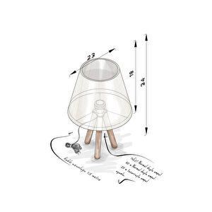 Evlight 2'li Set Üç Ayaklı Ahşap Abajur Kum Beji