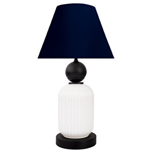 Lotus Opal Black - White Koni̇ Cam Abajur Siyah