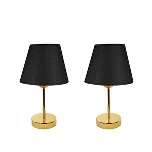 Evlight 3'lü Set Avize Ve Komodin Üstü Gold Abajur / Siyah