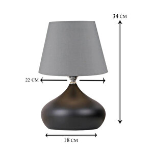 Evlight Antrasit Şapka Masa Lambası Tekli Metal Abajur Siyah