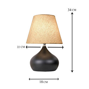 Evlight Lapis 2'li Set Krem Şapka Masa Lambası Tekli Metal Abajur