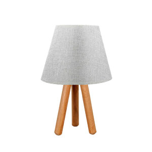 Evlight 3'lü Set Avize Ve Komodin Üstü Ahşap Abajur Gri