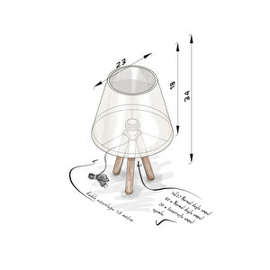 Evlight 3'lü Set Avize Ve Komodin Üstü Ahşap Abajur Gri