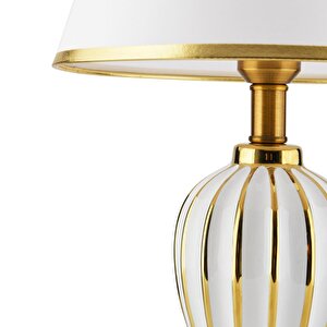 Baver Gold Beyaz Seramik Modern Salon-yatak Odası Tasarım Abajur