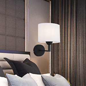 Zadie Tekli Beyaz Şapkalı Siyah Duvar Lambası Yatak Odası-yatak Başı-banyo Için Modern Aplik
