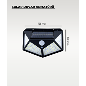 Led Solar Duvar Armatürü Beyaz Işık