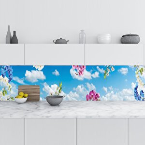 Mutfak Tezgah Arası Folyo Fayans Kaplama Folyosu Gökyüzü Orkide 60x400 cm 