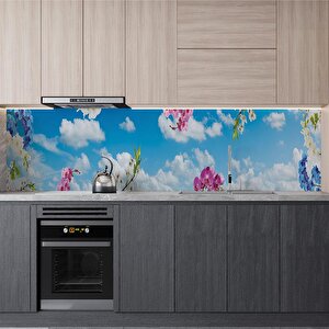 Mutfak Tezgah Arası Folyo Fayans Kaplama Folyosu Gökyüzü Orkide 60x400 cm 